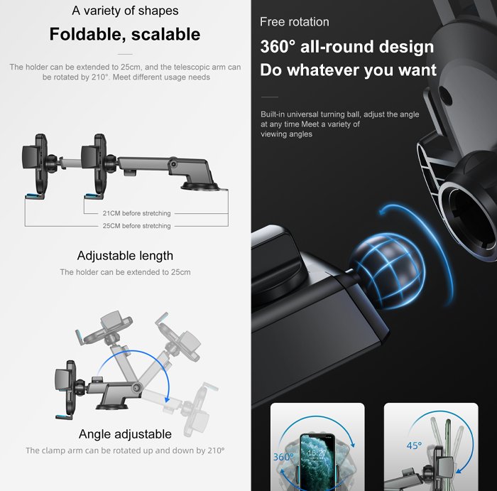 Joyroom Free Rotation Adjustable Length Car Phone Holder OK3 - Mobile123